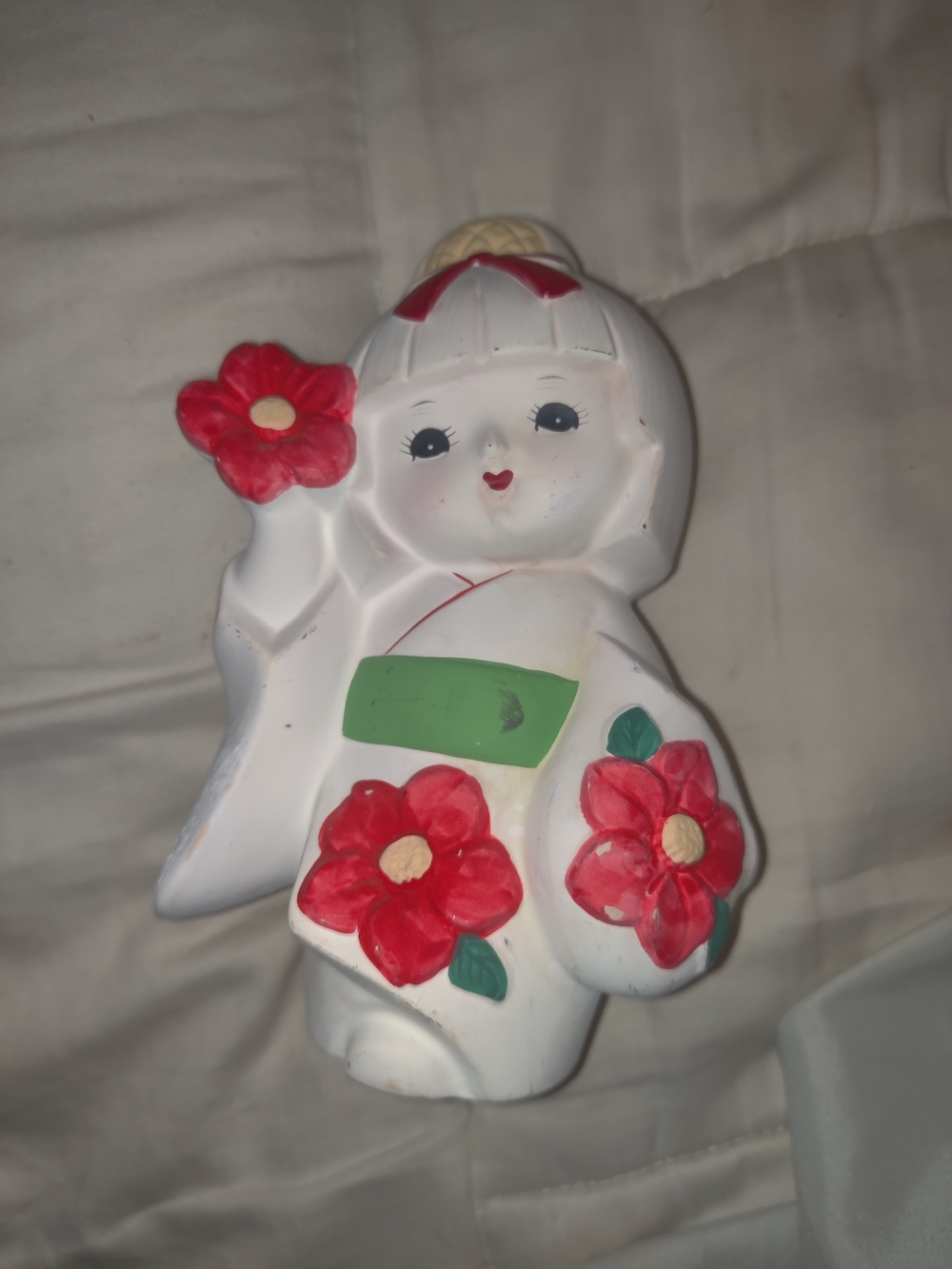 Japanese Hakata Doll Bisque Ceramic Figurine 5" Kimono ( Plz See Pics B4 Buying!